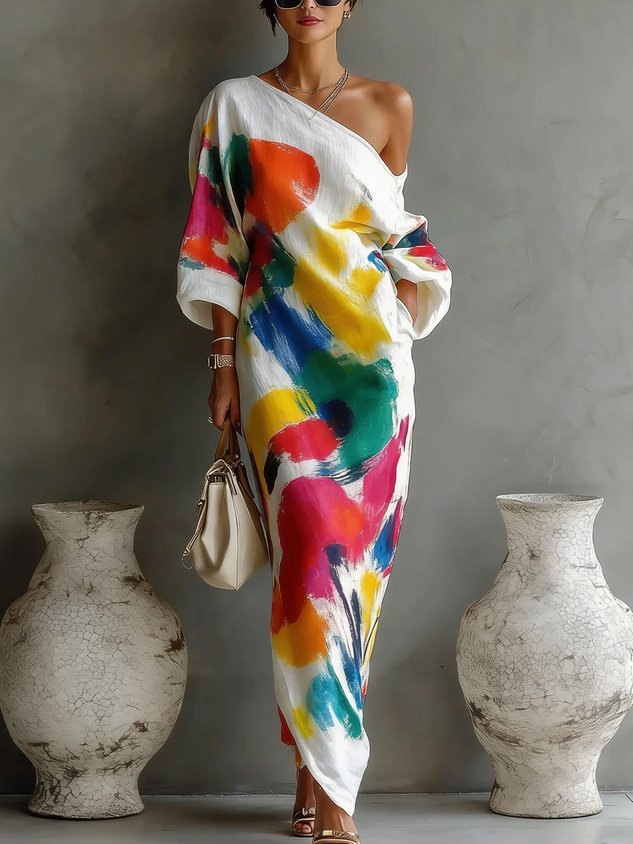 Davina Abstract Print Maxi Dress