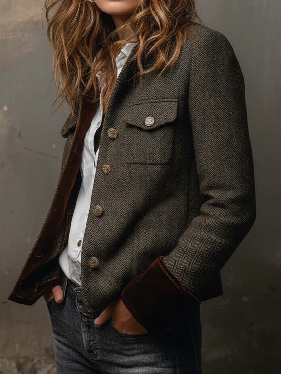 Honorine Vintage Herringbone Blazer