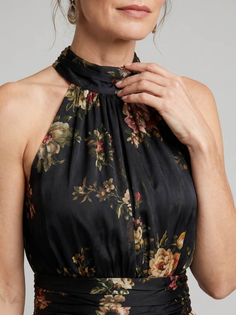 Sienne Floral Halter Neck Midi Dress