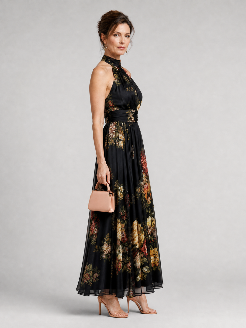 Sienne Floral Halter Neck Midi Dress
