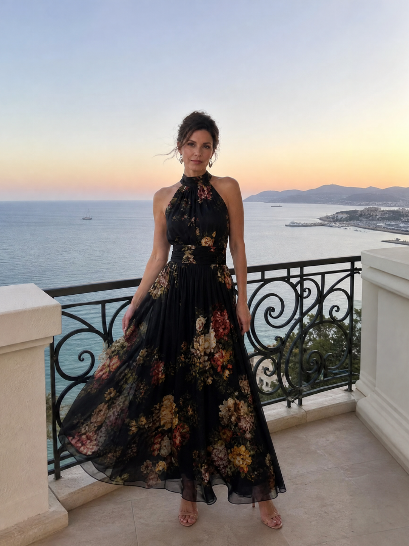 Sienne Floral Halter Neck Midi Dress