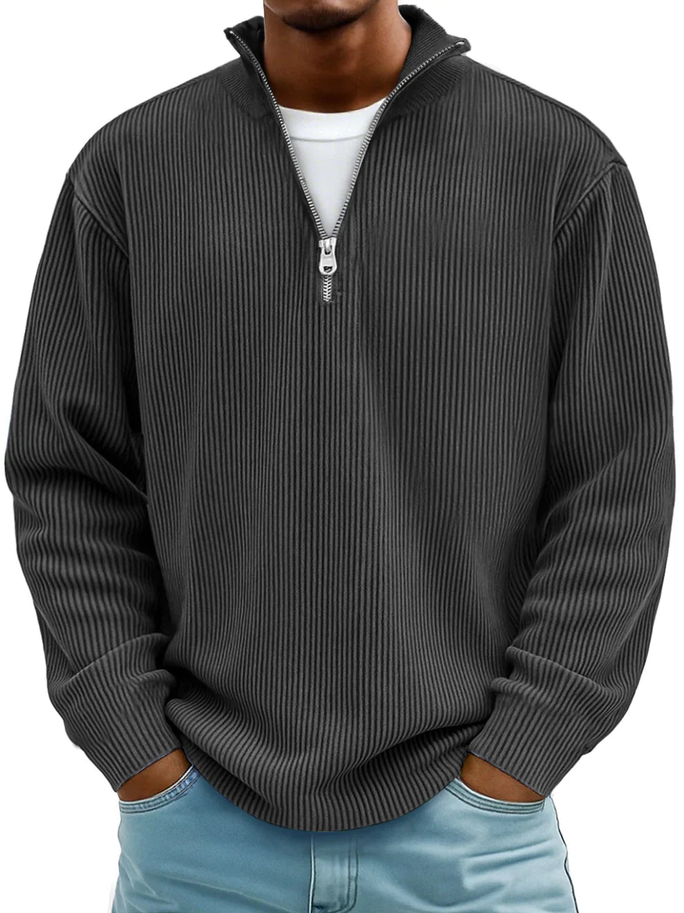 Delacroix Marc Ribbed Zip-Neck Jumper