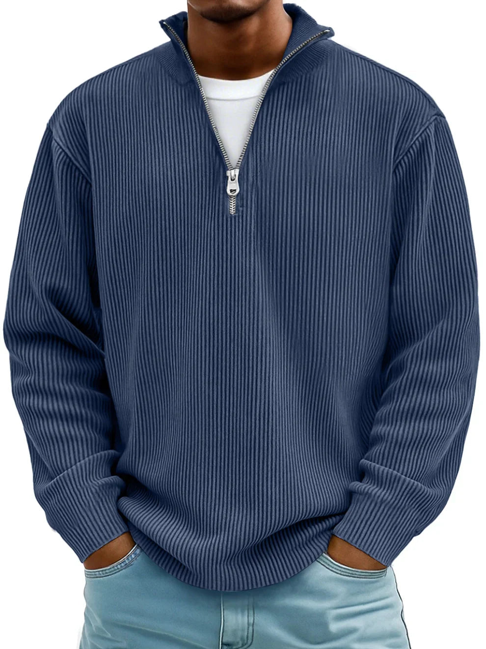 Delacroix Marc Ribbed Zip-Neck Jumper