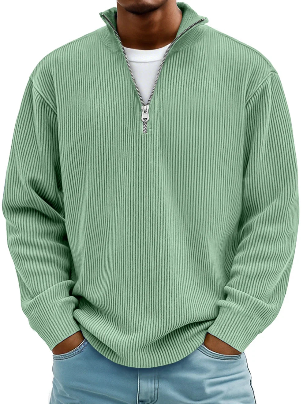 Delacroix Marc Ribbed Zip-Neck Jumper