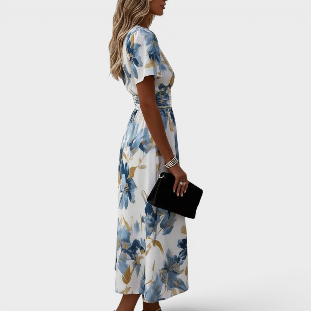 Elena Floral Wrap Midi Dress