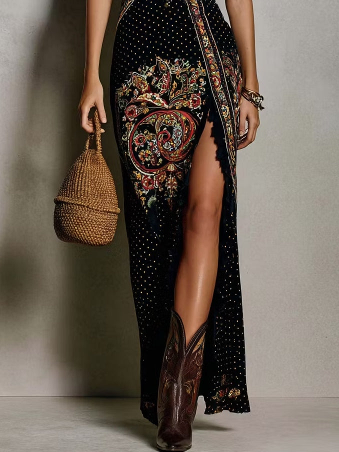 Avah Boho Printed Maxi Dress