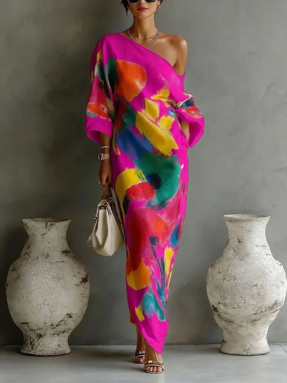 Davina Abstract Print Maxi Dress