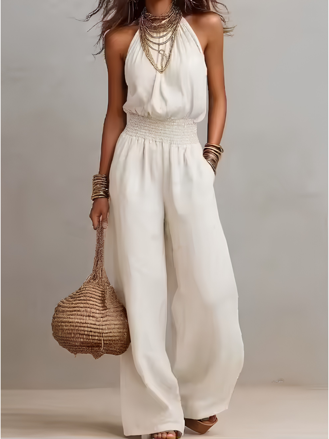 Valeria Halter-Neck Wide-Leg Jumpsuit