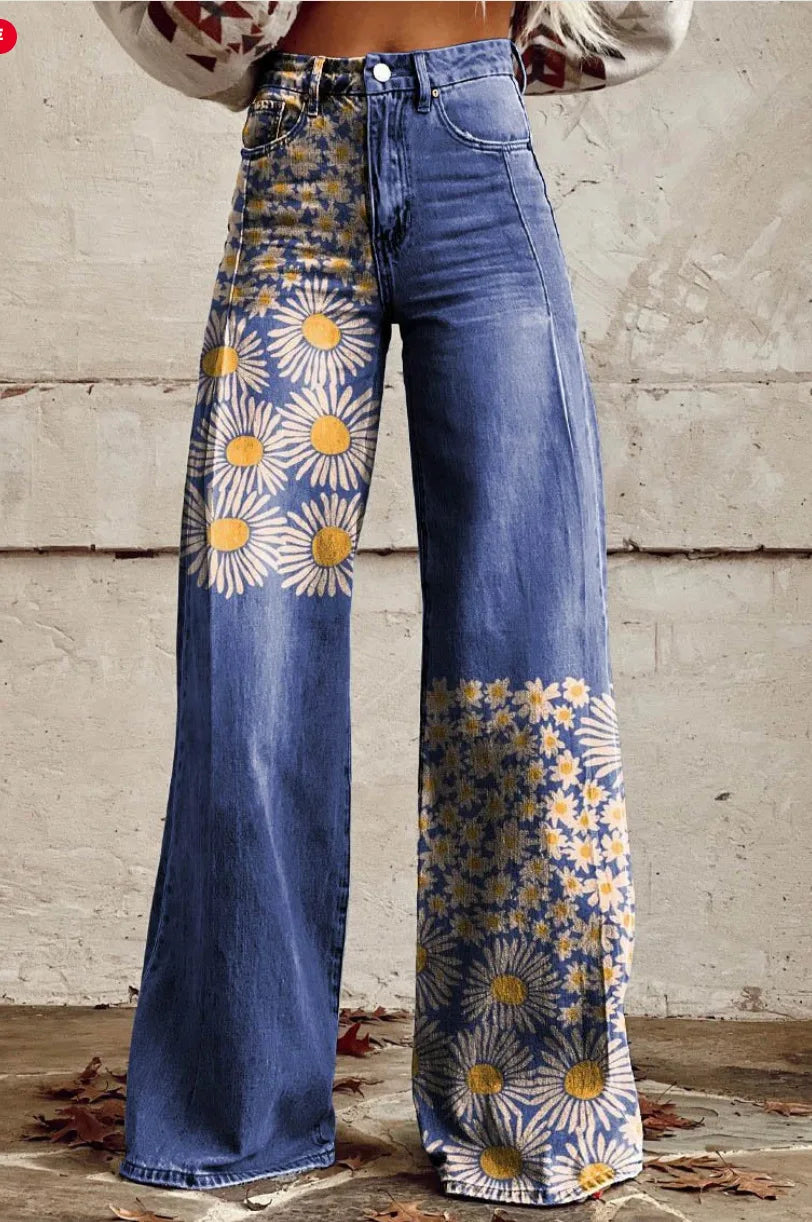 Azly Elegant Casual Floral Pants