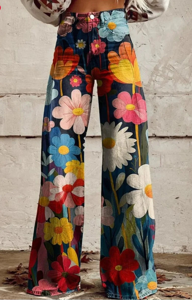 Azly Elegant Casual Floral Pants