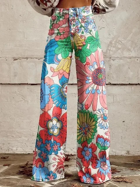 Azly Elegant Casual Floral Pants