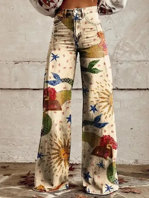 Azly Elegant Casual Floral Pants