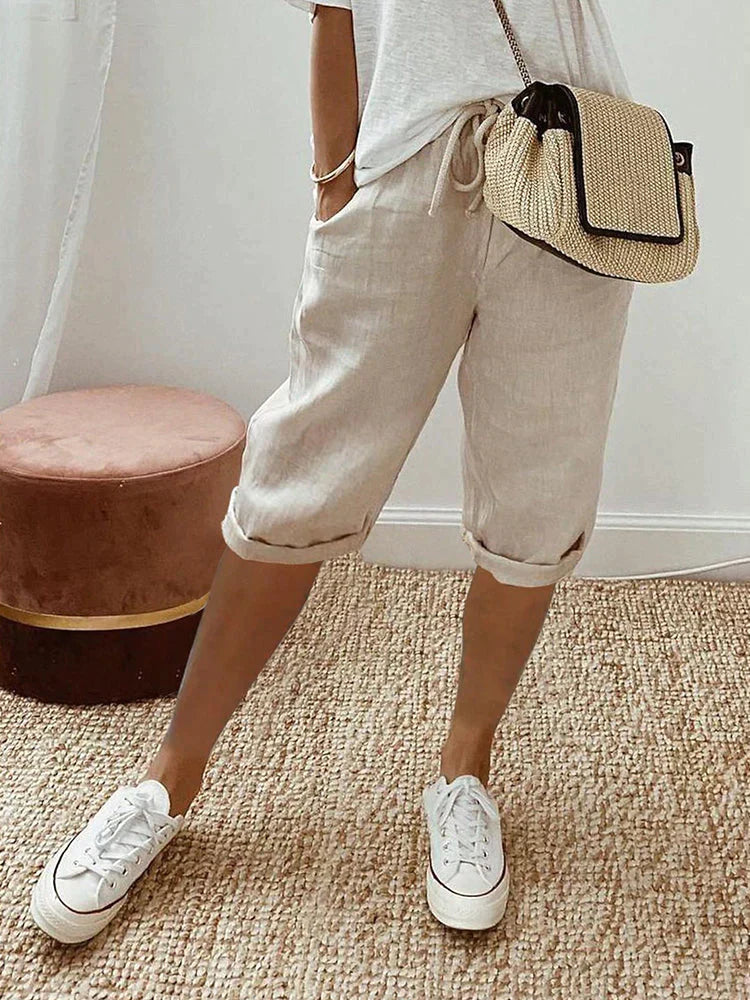 Laluna Women's Cotton Linen Shorts