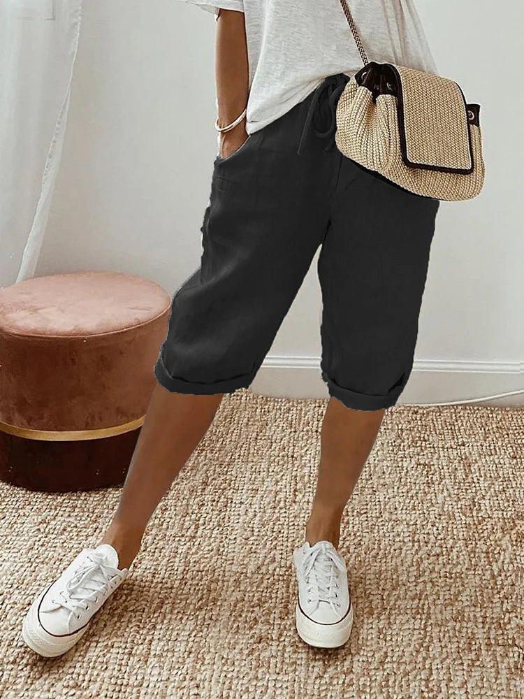 Laluna Women's Cotton Linen Shorts