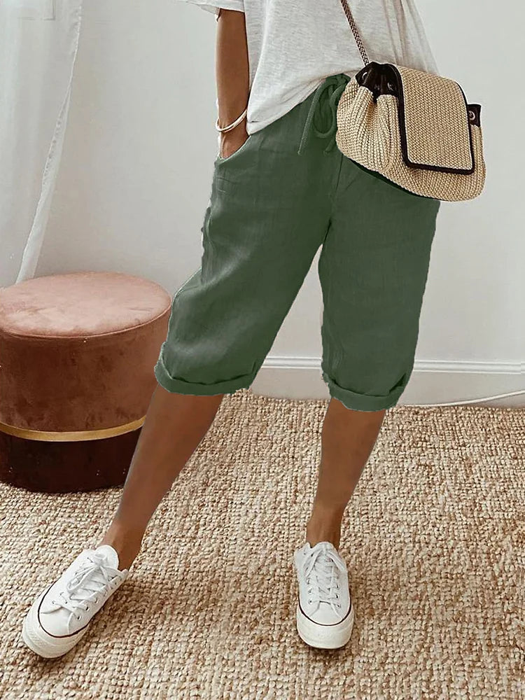 Laluna Women's Cotton Linen Shorts