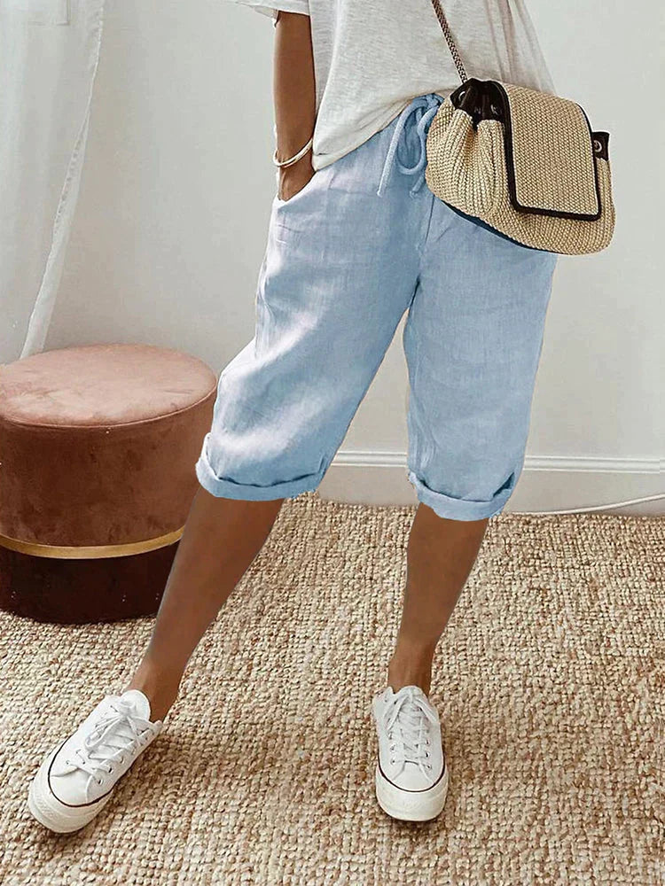 Laluna Women's Cotton Linen Shorts