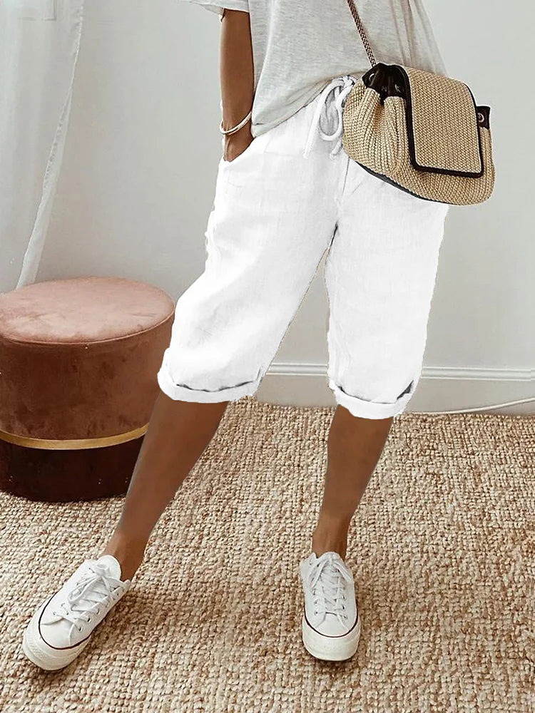 Laluna Women's Cotton Linen Shorts