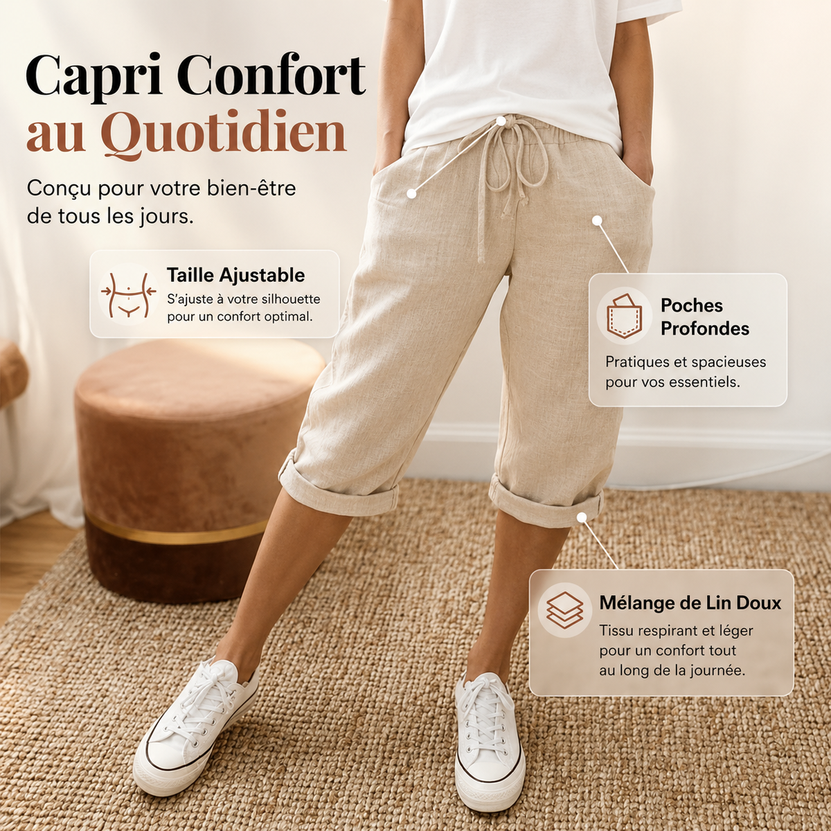 Laluna Women's Cotton Linen Shorts