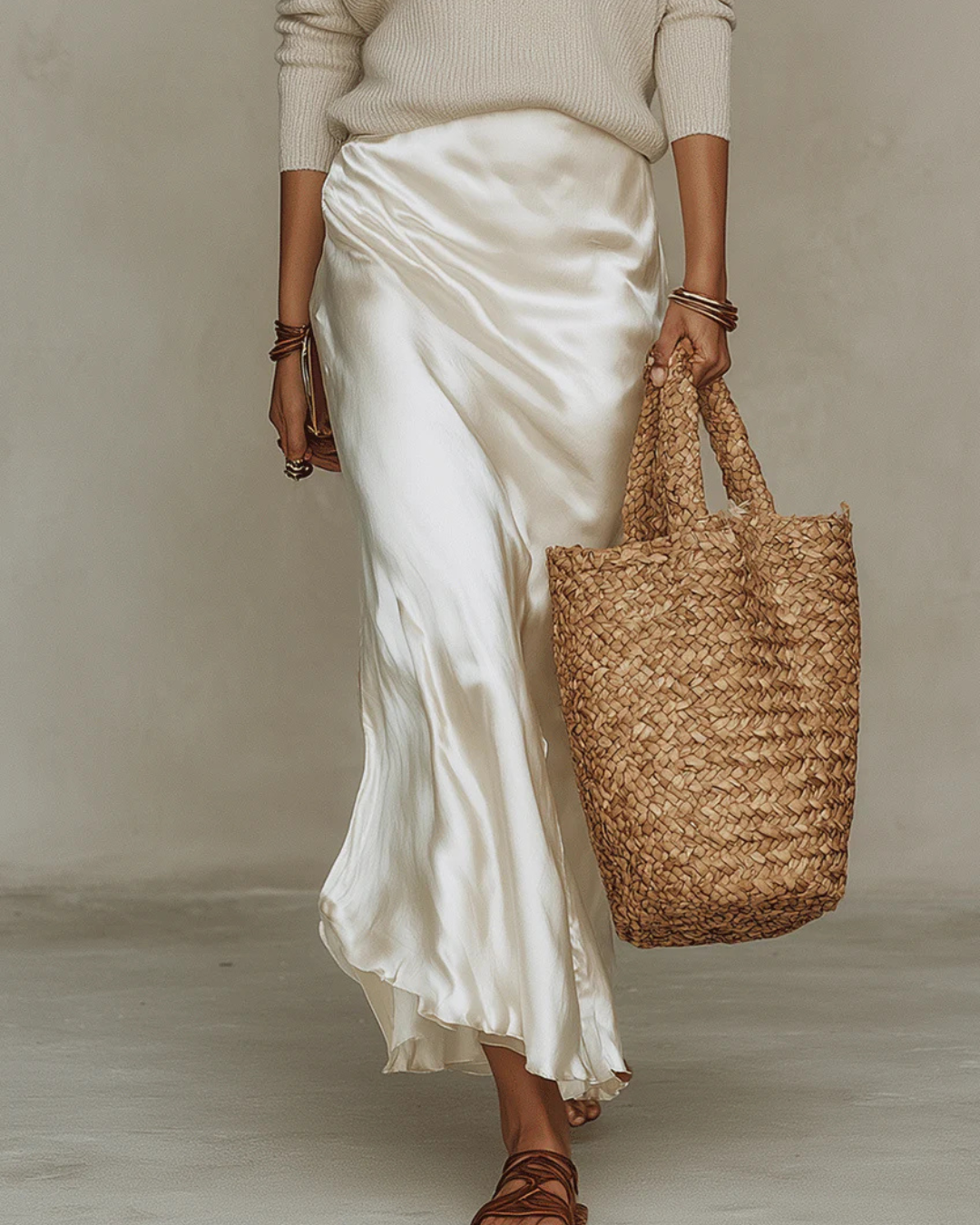 Elena Satin Midi Dress with Matching Jumper