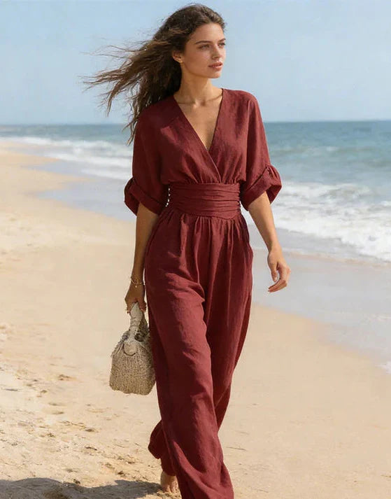 Daniela Elegant V-Neck Wide-Leg Jumpsuit