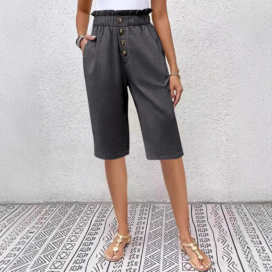 Éloane Buttoned Linen-Cotton Bermuda Shorts