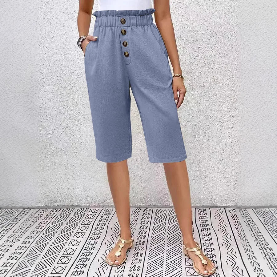 Éloane Buttoned Linen-Cotton Bermuda Shorts