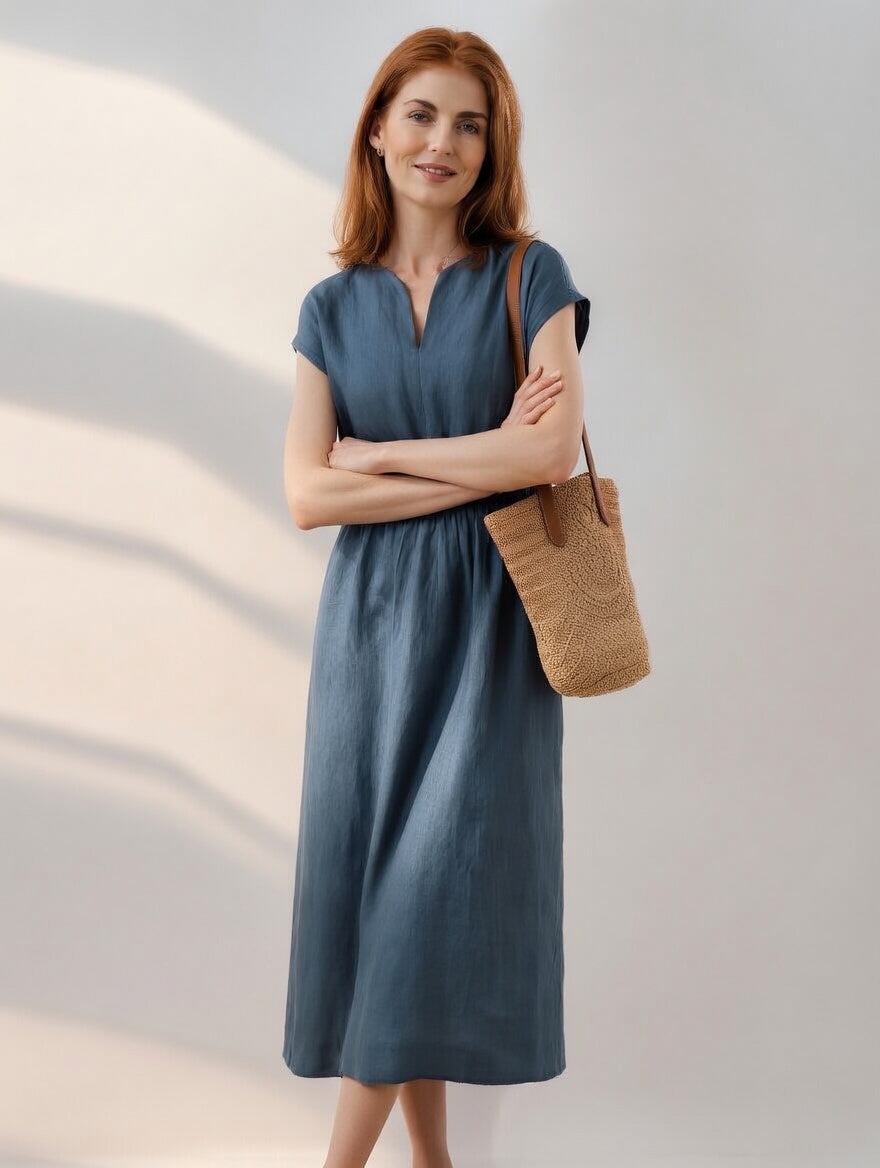 Lina Flowy Linen-Blend Dress