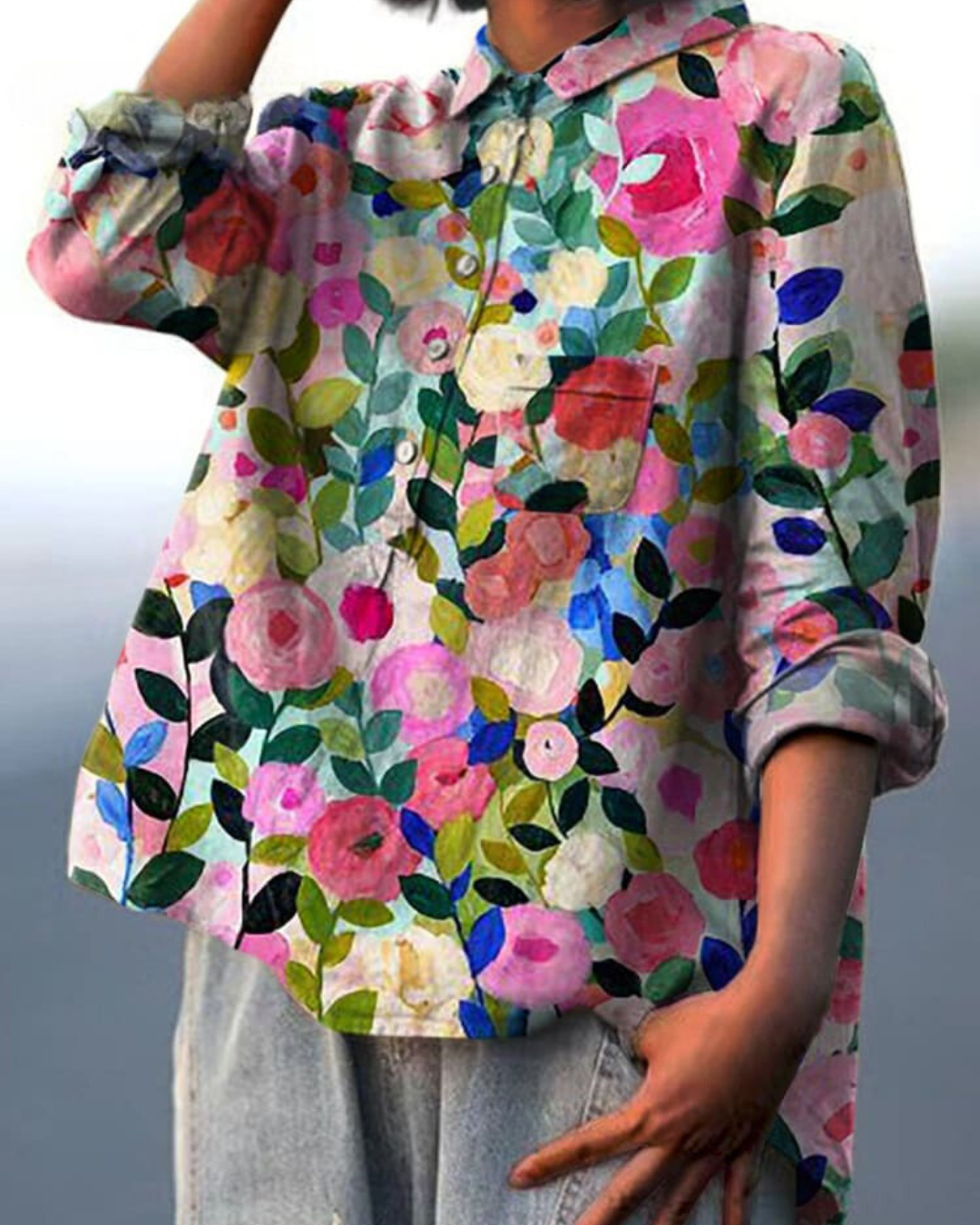 Lila Elegant Floral Blouse