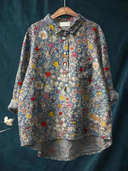 Lila Elegant Floral Blouse