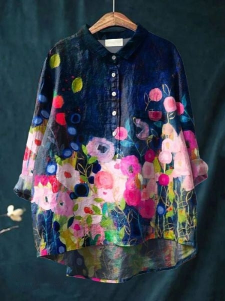 Lila Elegant Floral Blouse