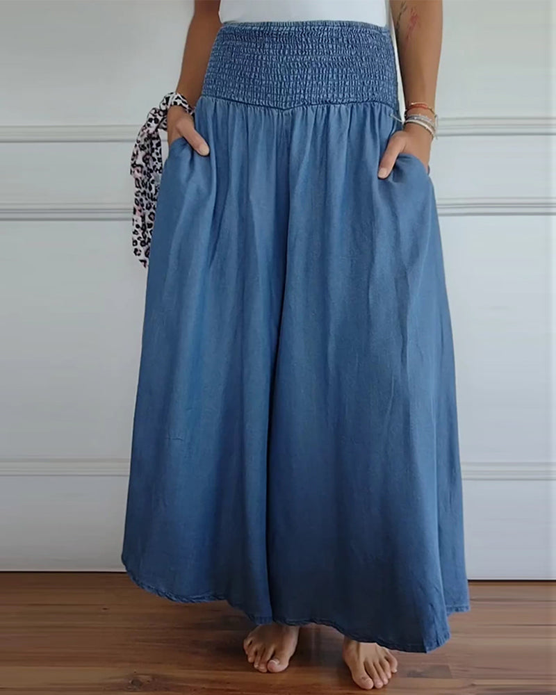 Mira Chic Elastic-Waist Skirt Pants