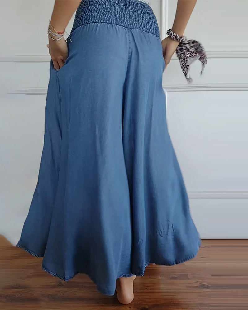 Mira Chic Elastic-Waist Skirt Pants
