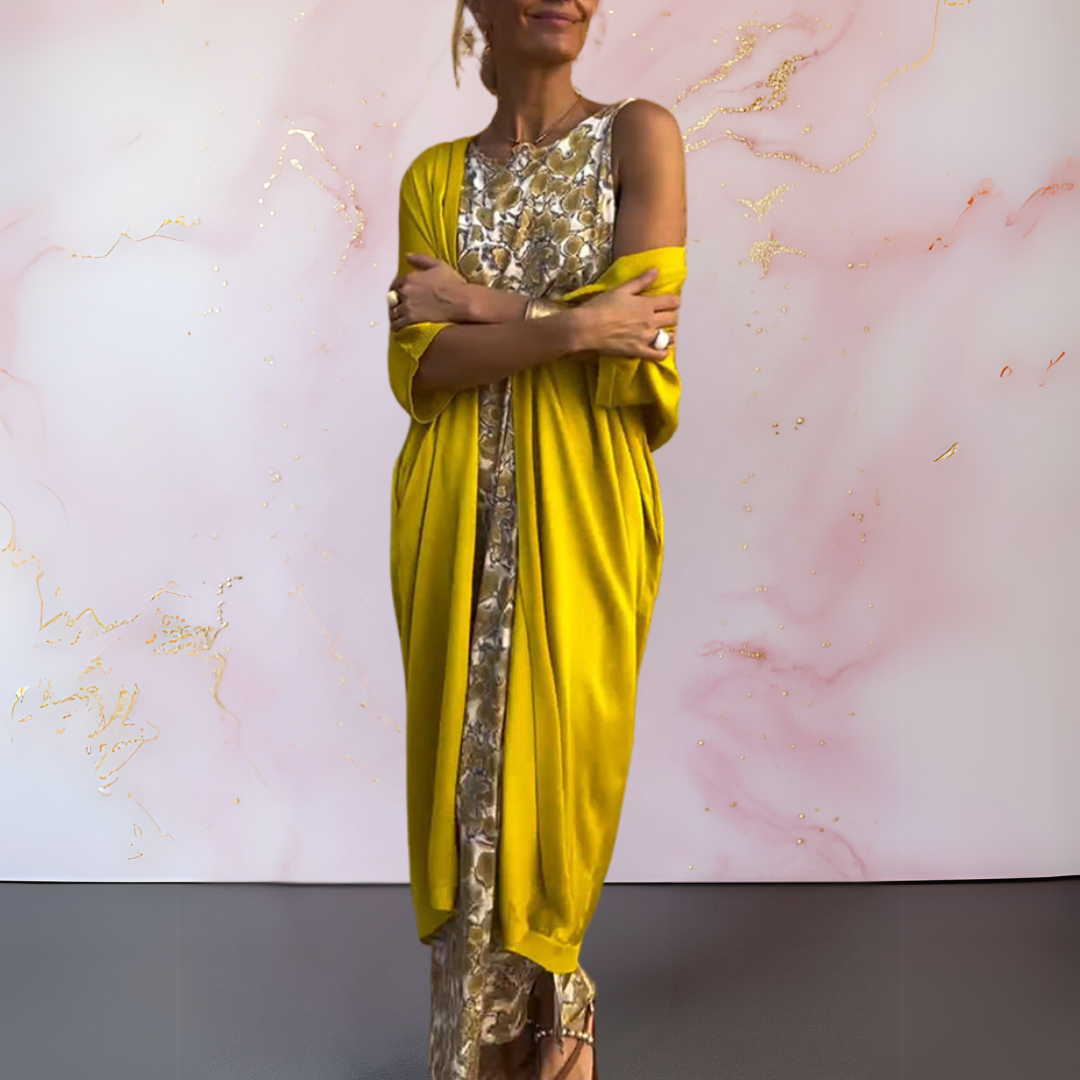 Melanie Elegant Maxi Dress with Cardigan