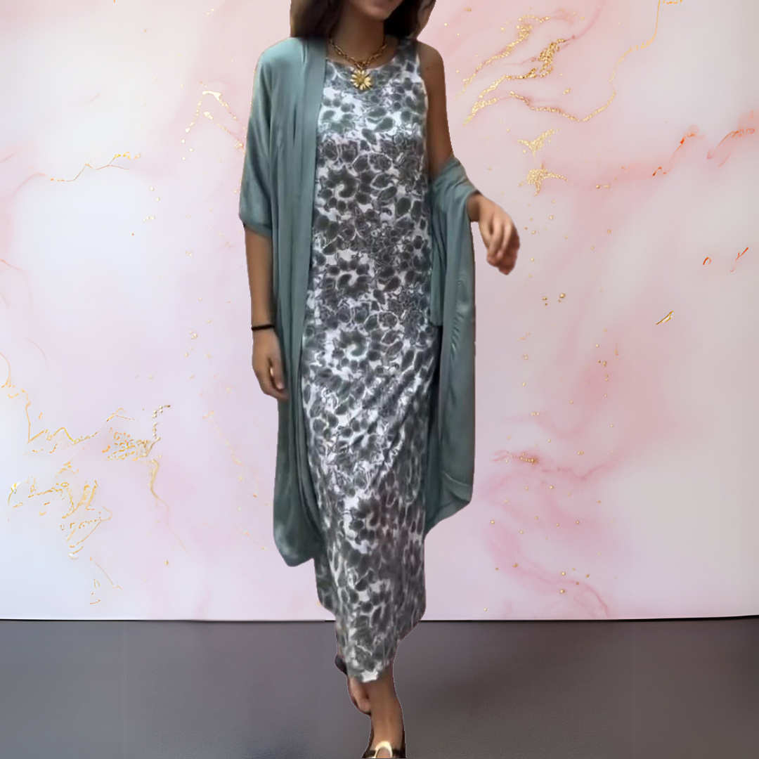 Melanie Elegant Maxi Dress with Cardigan