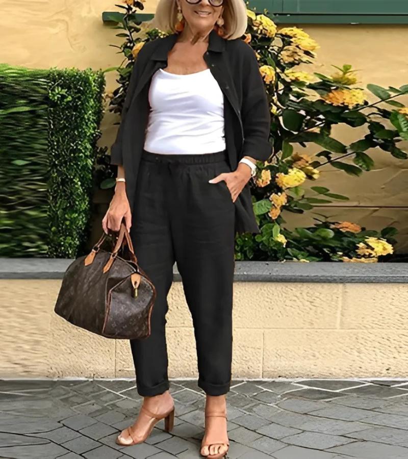 Martina Linen-Cotton Shirt & Pants Set