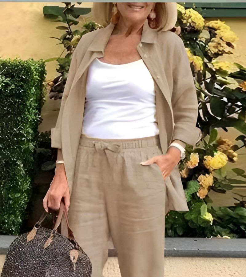 Martina Linen-Cotton Shirt & Pants Set