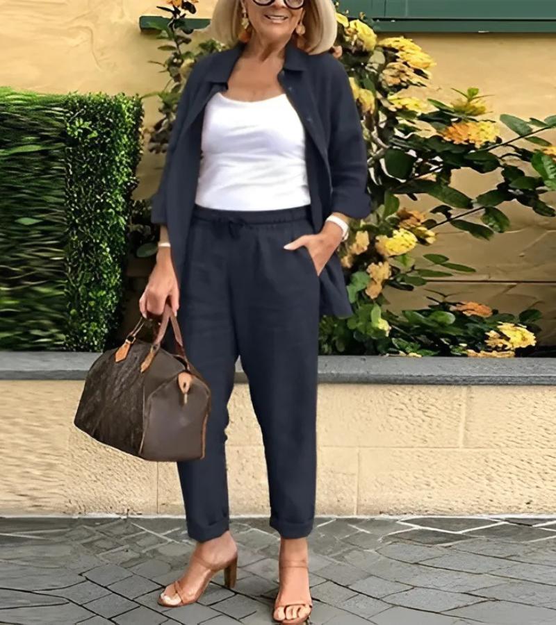Martina Linen-Cotton Shirt & Pants Set