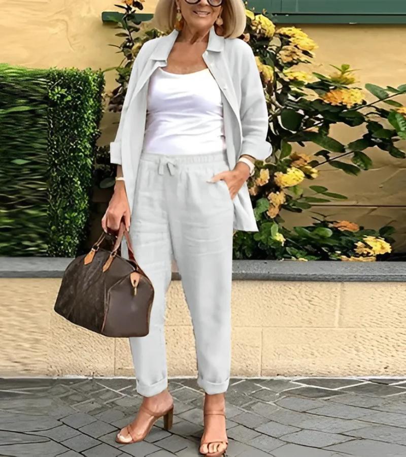 Martina Linen-Cotton Shirt & Pants Set