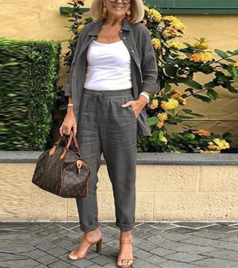 Martina Linen-Cotton Shirt & Pants Set
