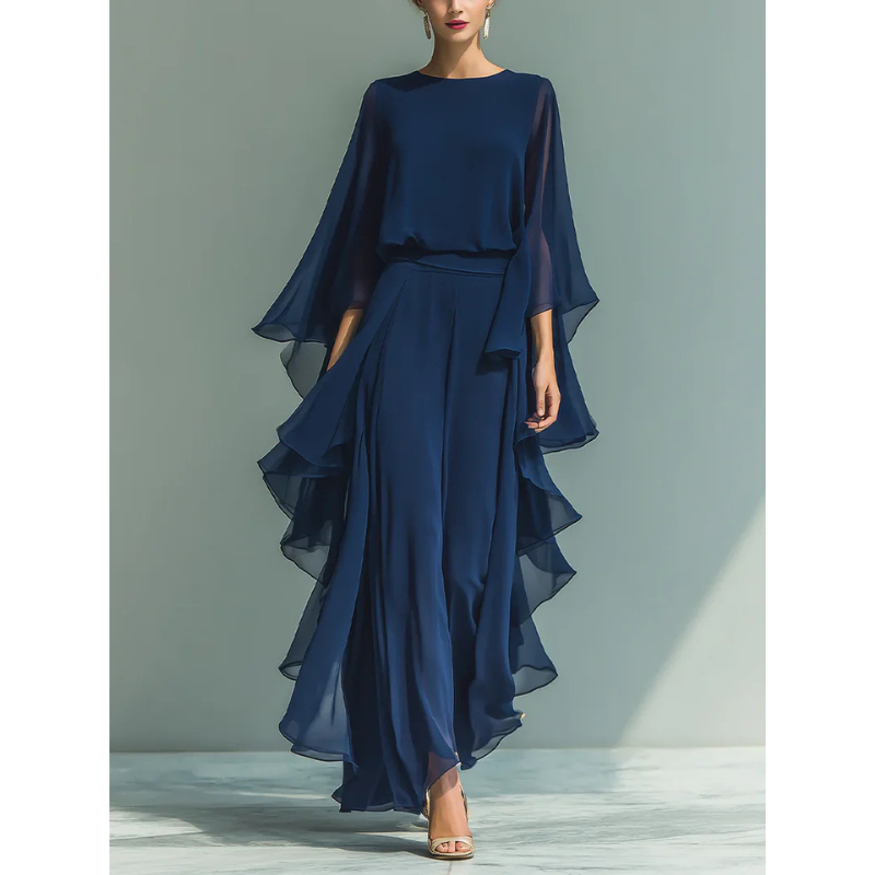 Aurora Elegant Ruffled Chiffon Set