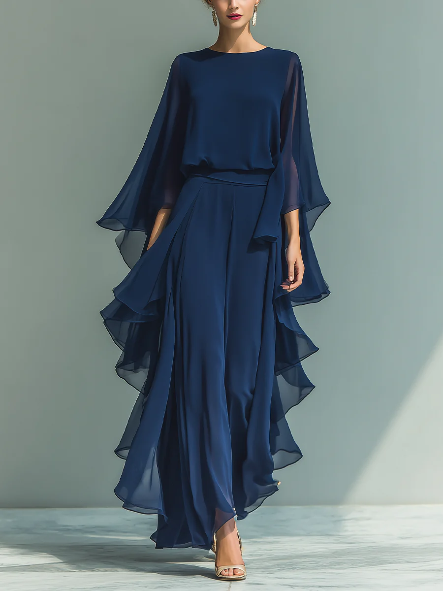 Aurora Elegant Ruffled Chiffon Set