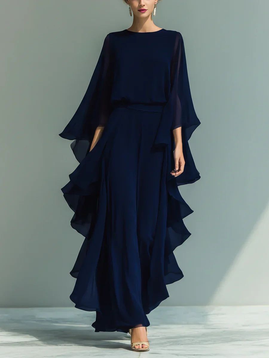 Aurora Elegant Ruffled Chiffon Set
