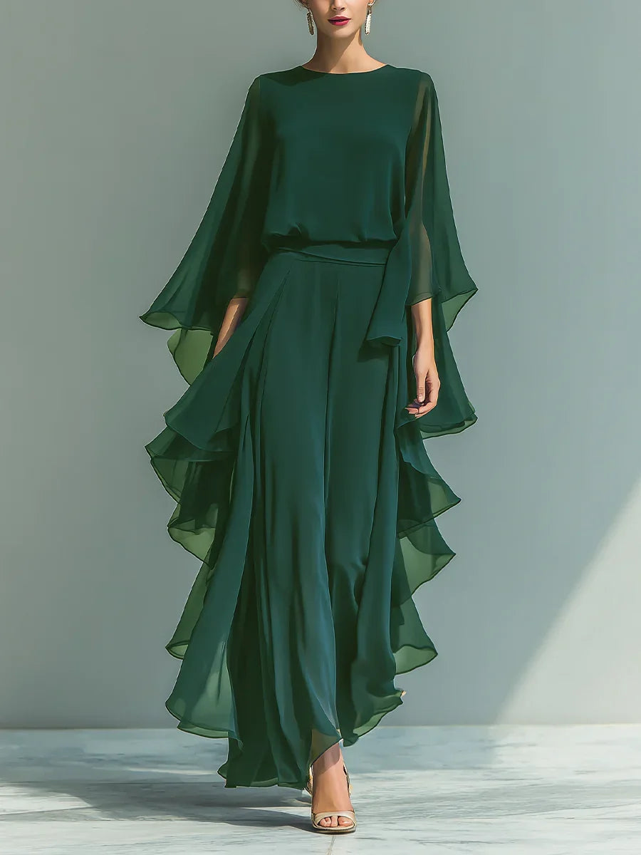 Aurora Elegant Ruffled Chiffon Set