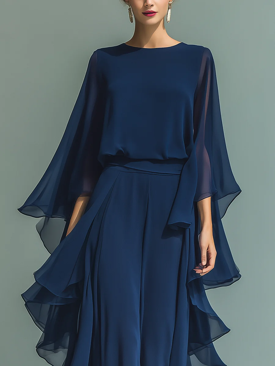Aurora Elegant Ruffled Chiffon Set