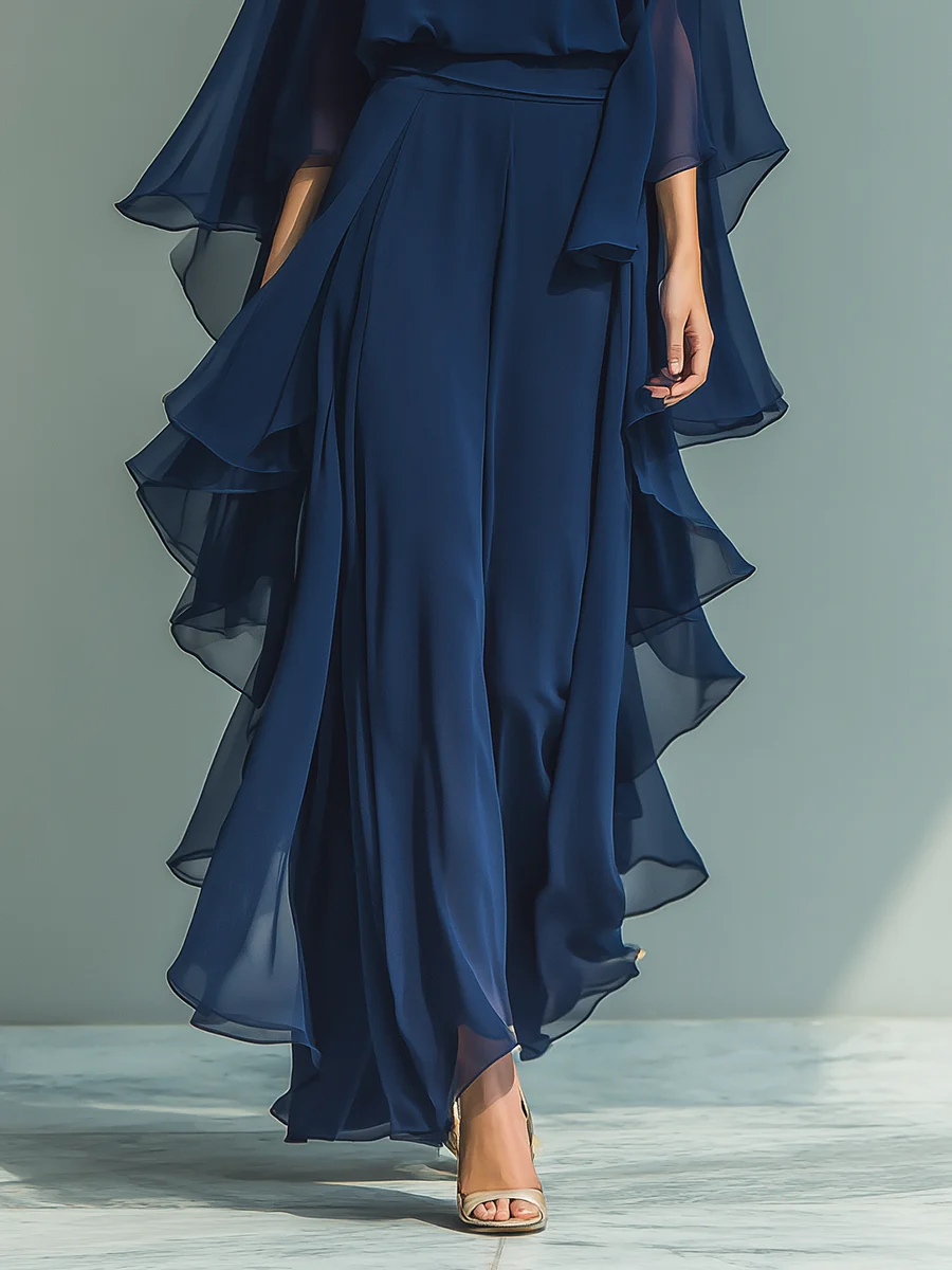 Aurora Elegant Ruffled Chiffon Set