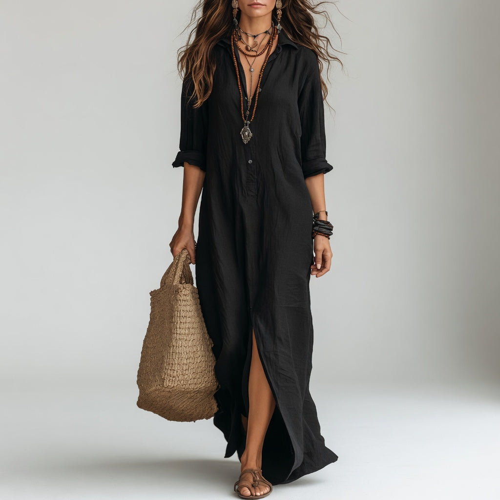 Violaine Boho Maxi Shirt Dress