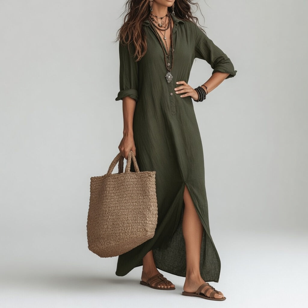 Violaine Boho Maxi Shirt Dress