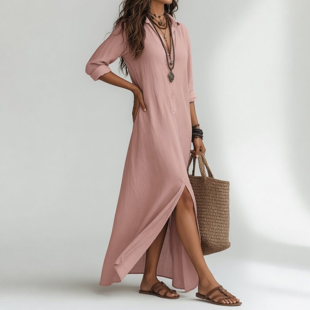 Violaine Boho Maxi Shirt Dress