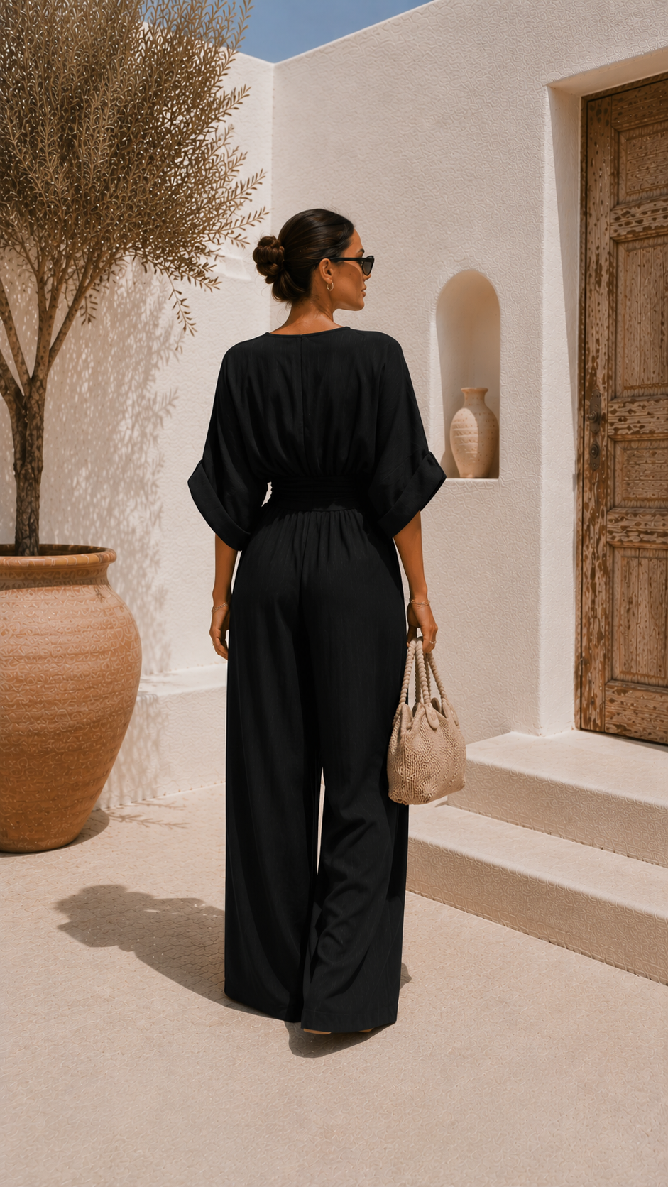 Valeria Long V-Neck Chiffon Dress