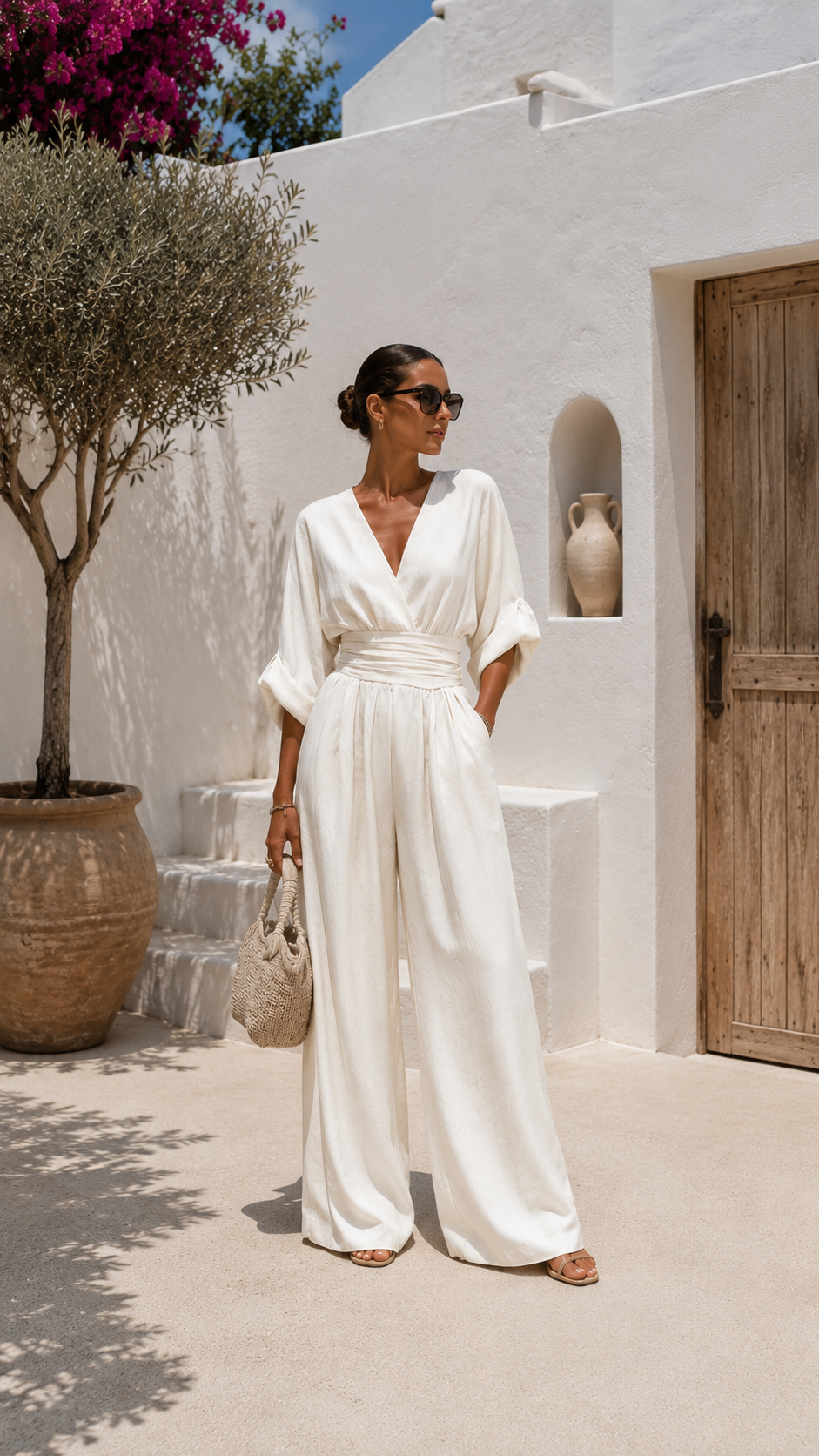 Valeria Long V-Neck Chiffon Dress